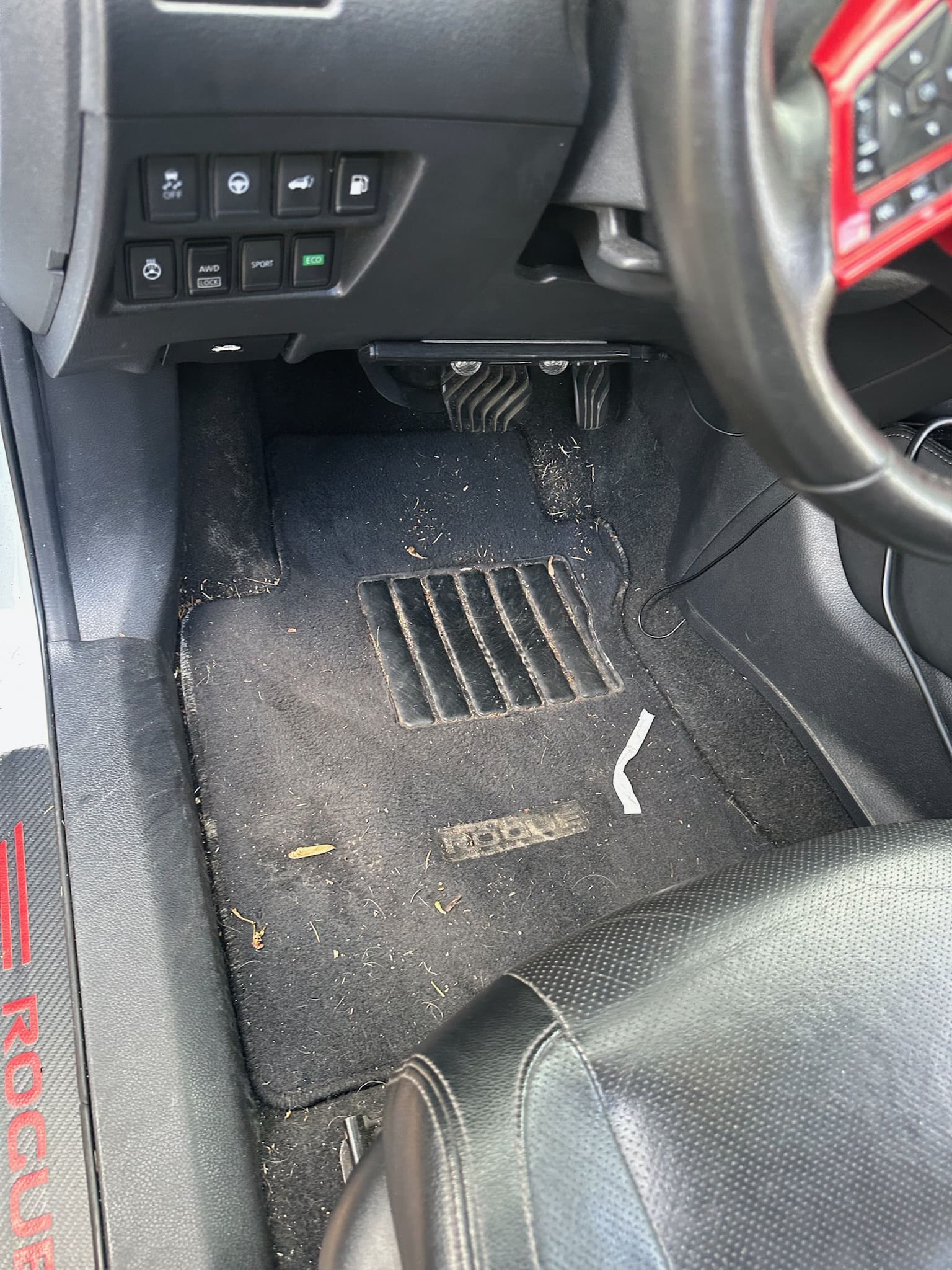 Unclean interior of a car